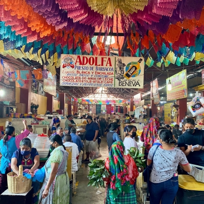 marché de tlacolula mexique Pauline regardant le volcan fuego au Guatemala